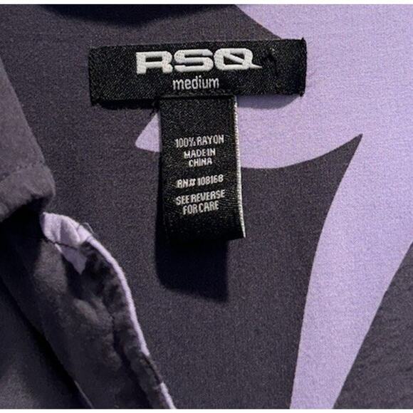 RSQ Men’s Size Medium Floral Print Shirt Button Front Rayon Fun Quirky Colorful - Picture 4 of 4